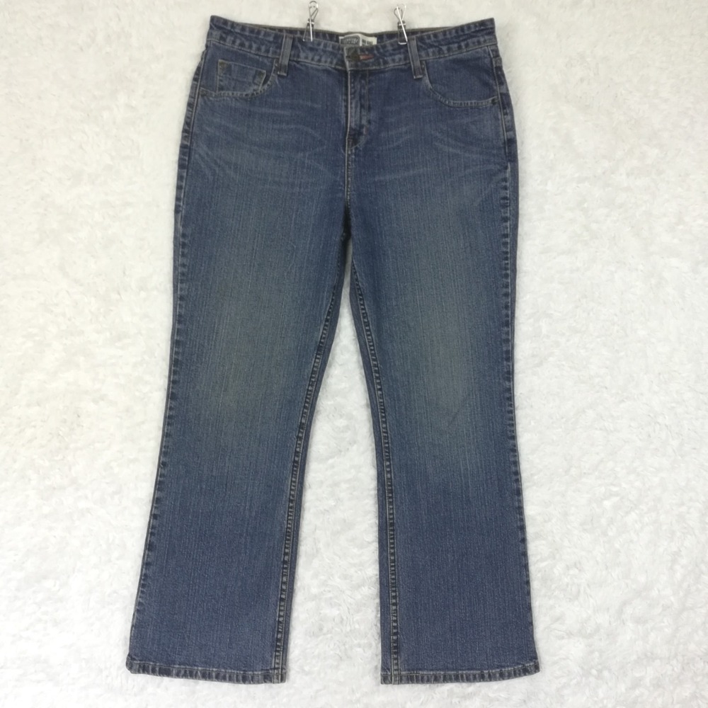 Vtg Signature Levi Strauss Womens Jeans Boot Cut Mid Rise Blue Denim Short 14S